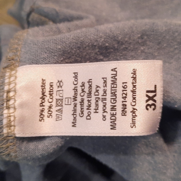 LulaRoe Simply Comfortable 3XL blue shirt with green olive sleeves - Picture 4 of 4